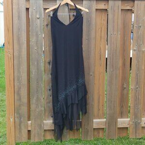 Vintage Fanny USA Sexy Gown Slip Dress Halter Dress BLACK Size Small